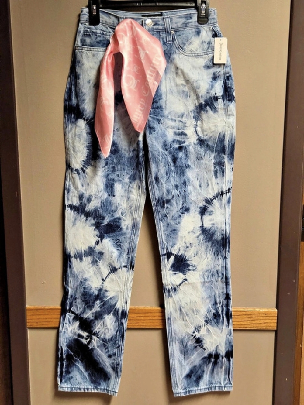 Juicy Couture Relaxed Tie Dye Straight Leg Jeans Waist 24